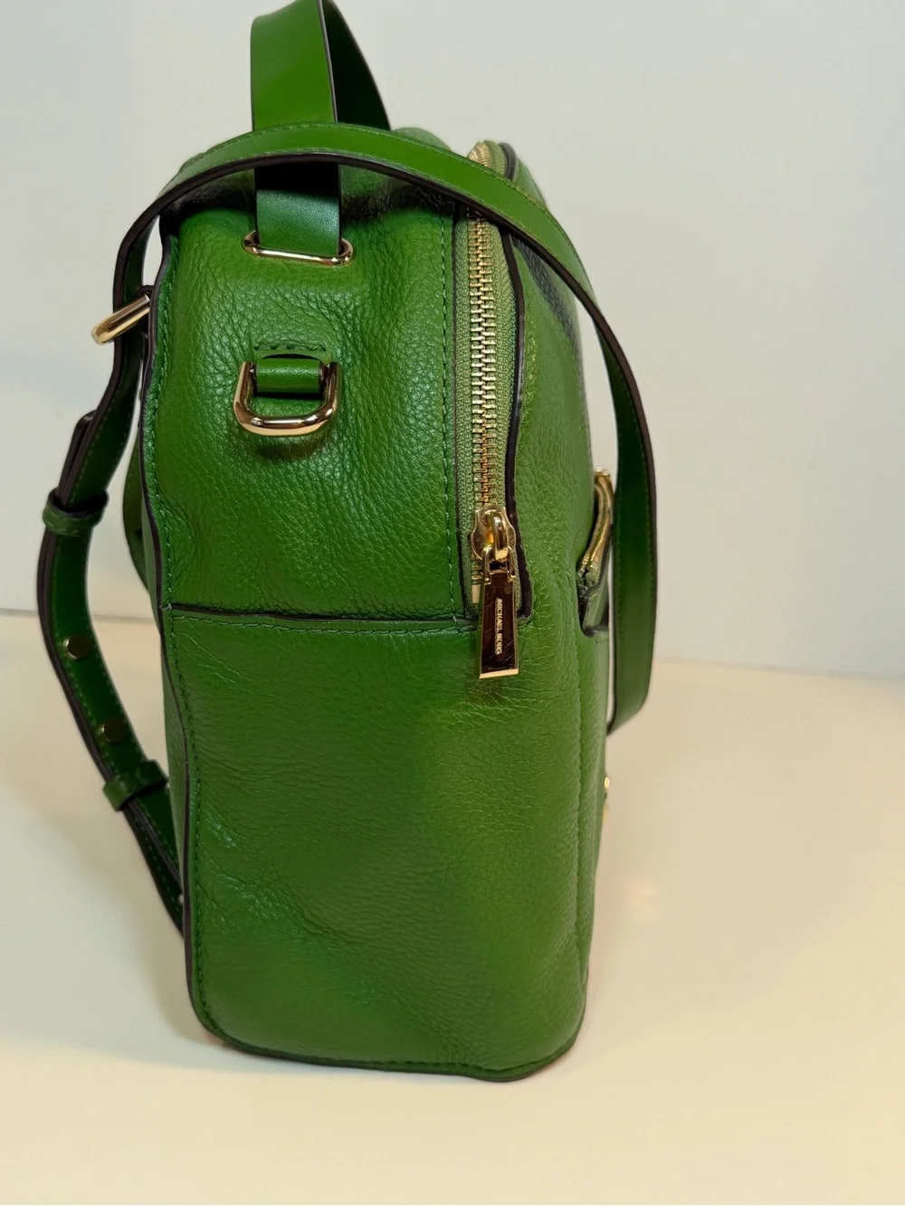 Michael Kors Jessa Small Pebbled Leather Convertible Green Backpack *Nice